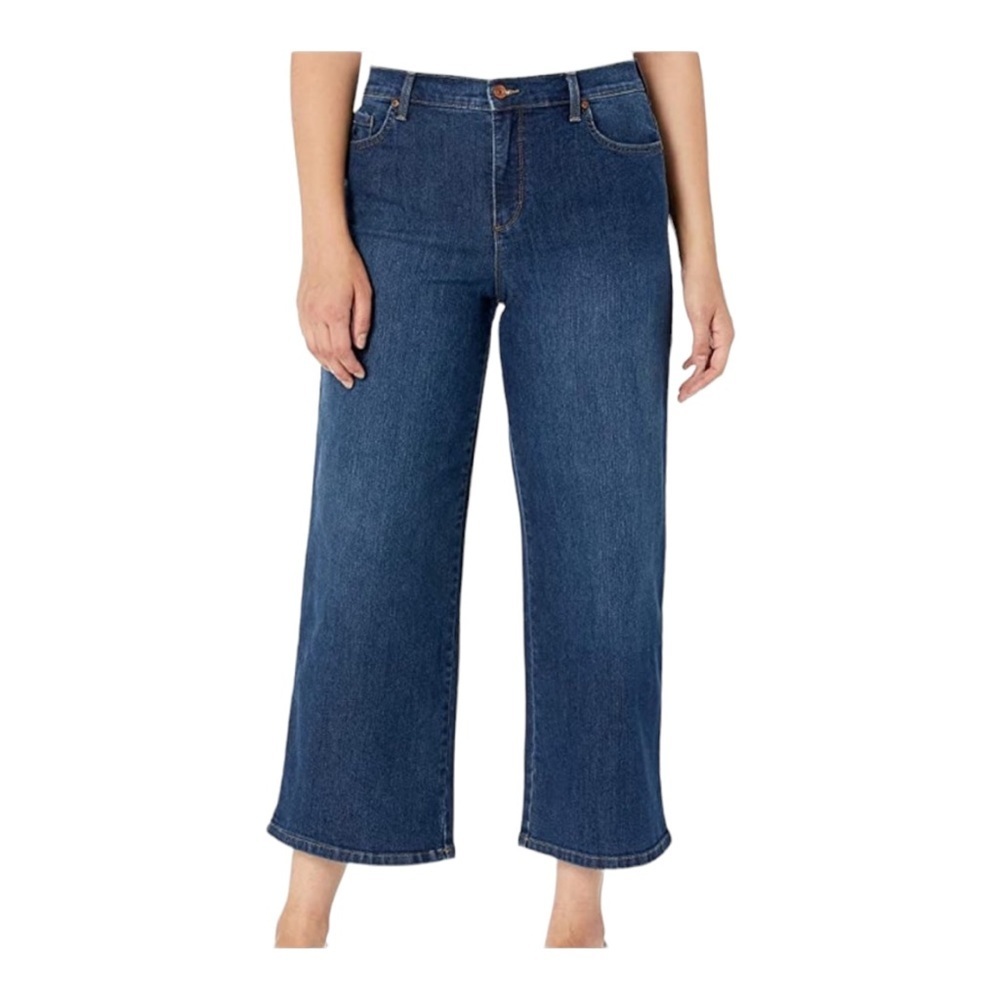 Gloria Vanderbilt Dark Blue Cropped Wide-Leg Jeans